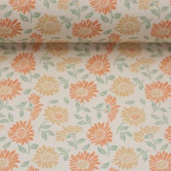 Baumwollwebware Tumba Swafing - Blumen apricot mint